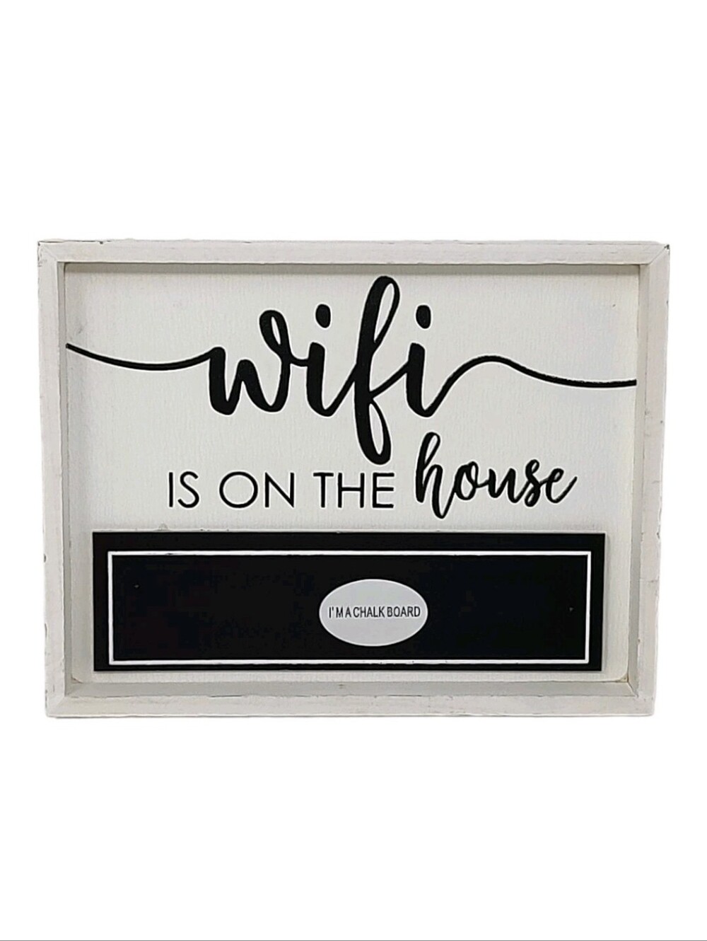 Rustic Chalkboard Sign Wifi Is On The House White Black Airbnb VRBO Home Decor